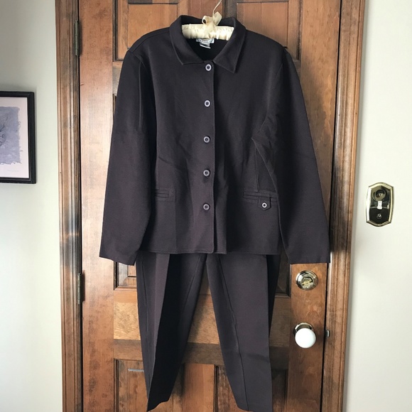 Talbots Jackets & Blazers - Talbots Brown Knit Suit Jacket/Pants Petite XL